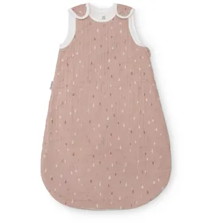 Ehrenkind® Baby Sommerschlafsack Rund Musselin | aus weicher OEKO-TEX zertifizierter Bio-Baumwolle | Sommer Baby Schlafsack Baby 1 TOG Gr. 74/80 Rose Tropfen