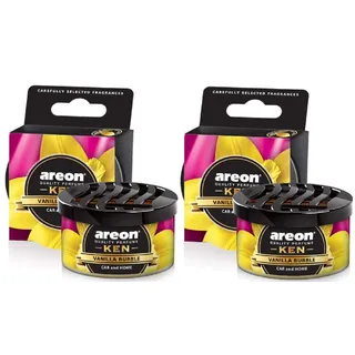 Areon Ken Lufterfrischer Vanille Bubble Gum Kaugummi Auto Duft Autoduft Wohnung Dose Duftdose Erfrischer 3D Set ( Vanilla Bubble Pack x 2 )