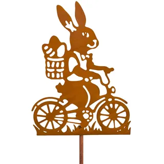 Ljevandria Osterhase Deko Gartenstecke Osterdeko Outdoor Gartendeko Rost Osterhasen Deko Garten Wetterfest Rost Metall Hasen Ostern Frühlingsdeko Draußen Hase Easter Decoration für Balkon Blumentopf
