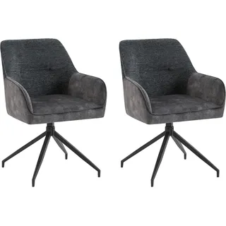 byLIVING Esszimmerstuhl Jacky Vintage Velvet-Bouclé grau 2er Set