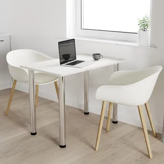 AKKE Weiss Craft Küchentisch mit chrom beine LxBxH: 70x60x74 cm - Weiß, Silber