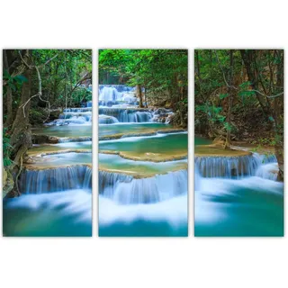 AREDE 3er Set Wandkunst Gemälde Bild Poster Wasserfälle in einem tropischen Wald | 90 x 60 cm | Wandbilder Wanddekoration Home Office Wohnzimmer Schlafzimmer Dekoration | Fertig zum Aufhängen