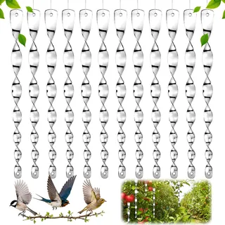 12 Stück Windspirale Vogelabwehr Reflektierend, Silber Vogelschreck Taubenschreck, Taubenabwehr für Balkon, Garten, Terrasse, Hof und Obstbäume