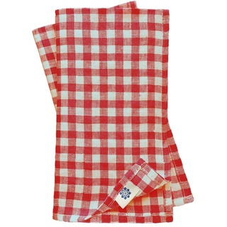 Linen & Cotton 4 x Stoffservietten Servietten Stoff Leinenservietten Kariert im Landhausstil Estella - 100% Leinen, Weiß Weiss Rot (43 x 43cm) Verschiedene Frühling/Home Küche Restaurant Cafe Bistro