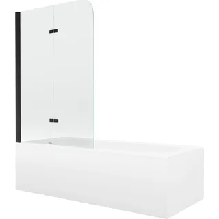 Mexen Vega rechteckige Badewanne 170 x 70 cm mit Verkleidung und zweiteiliger 100 cm Faltwand, transparent, schwarz - 550117070?