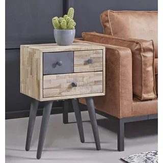 Kommode TECA 3 Schubladen Teakholz massiv verwitterte Optik
