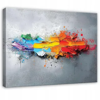 Wallarena Bilder Abstrakt Grau Bunt Modern Deko Wohnzimmer 120x80 , Holzwerkstoff , Recyclingholz , Rechteckig , 120x80 cm , FSC 100% , 3D-Effekt , Bilder & Rahmen, Bilder, Leinwandbilder