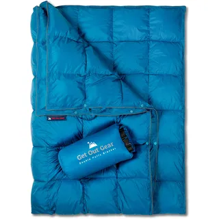 Get Out Gear Doppelt bauschige Campingdecke, extra bauschig, verstaubar, leicht und warm, ideal für Outdoor, Reisen, Stadion, Festivals, Strand, Hängematte, Wasserabweisende Campingdecke