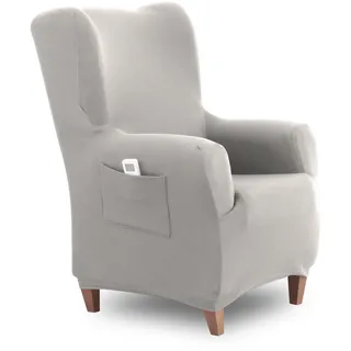 Textilhome Ohrensessel Bezug 1-Sitzer Jacquard Stretchhusse für Ohrensessel, Elastischer Ohrensesselbezug & Überzug, Sesselschoner Waschbar, Elfenbein 70–100 cm