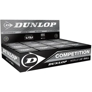 DUNLOP Squashbälle Competition Gelb, 12 Stück, für Anfänger und Fortgeschrittene – Speed langsam