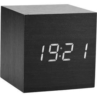 BONKZEBU 6 X 6 X 6 cm Elektronischer Digitaler Wecker aus Holz wecker digital mit licht Temperatur-LED-Anzeige, Sprachsteuerung, Moderne Hölzerne Würfeluhr, Wekkers