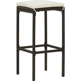 vidaXL Barhocker mit Kissen 2 Stk. Braun Poly Rattan - Braun