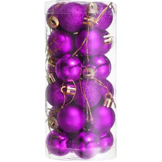 sourcing map 24 Stück Weihnachtskugeln, 28mmx41mm Christbaumkugeln Weihnachtsdeko Christbaumschmuck für Adventskalender Weihnachts Deko - Lila