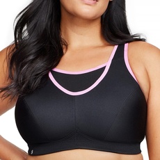 Große Größen Plusgröße Bustier Sport-BH mit bestem Halt ohne Bügel Nr. 1066, Schwarz/Pink, 95E