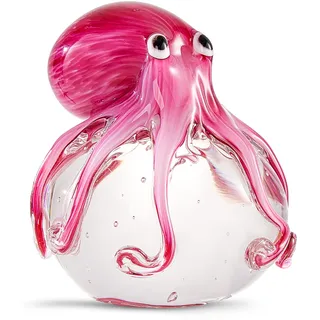 EUSTUMA Mundgeblasene Oktopus-Figur aus Glas, Meerestier-Ornament für Aquarium, Meerestier-Kollektion als Geburtstagsgeschenk, Büro-Briefbeschwerer aus Glas für den Schreibtisch
