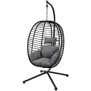 Svita Hängesessel Belly Schwarz , Kunststoff , 90x200x100 cm , Gartenmöbel, Gartenschaukeln, Hängesessel