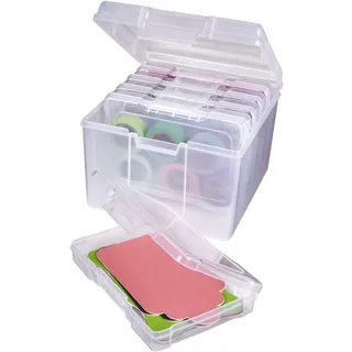 ArtBin 6947ZZ Foto- und Bastel-Organizer-Set, große Box mit [5] Kunststoff-Aufbewahrungskoffern, transparent