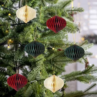 Papierkugeln Weihnachtskugeln, 8 Stück Weihnachtskugeln Papier Christbaumschmuck Papier Kugeln Hängende Weihnachtsbaum Faltbar Christbaumkugeln Weihnachtskdeko Kugeln zum Anhänger für Deko (A)