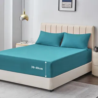 Aisbo Spannbettlaken 180x200cm Bettlaken Boxspringbett - Bett Laken Türkis 180x200 aus Premium Mikrofaser, weiches Spannbetttuch 180 x 200 Steghöhe 40cm für Wasserbett Bed Fitted Sheet