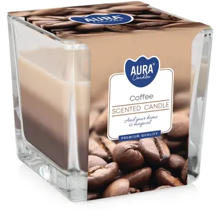 DREIFARBIGE DUFTKERZEN IM GLAS, Duft:Kaffee