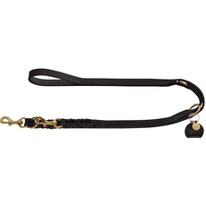 Bild Sansibar SOLID Verstellbare Führleine für Hunde, Leder, geflochten, robust, elegant, 1,5 x 200 cm, schwarz