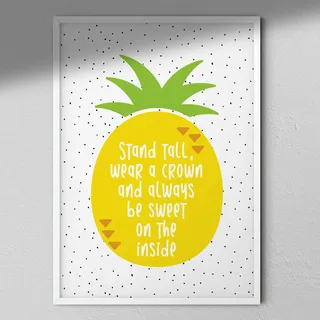 Hygge Creations Ananas Druck – Motivierendes Zitat | Obstdruck | Heimdekoration – A3 schwarzer Rahmen ohne Passepartout