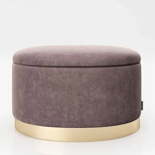 Playboy ovaler Pouf "ROSANNE" gepolsterter Sitzhocker aus Stoff mit abnehmbaren Deckel, Retro-Design,