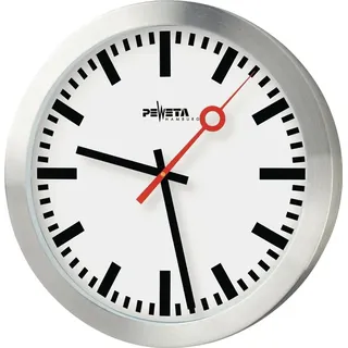 Peweta Wanduhr Bahnhof weiß silber Aluminium, Ø 30,0 cm