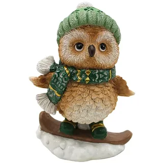 Dekohelden24 Wintereule 15cm Grün/Braun