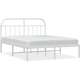 vidaXL Bettgestell mit Kopfteil Metall Weiß 140x200 cm