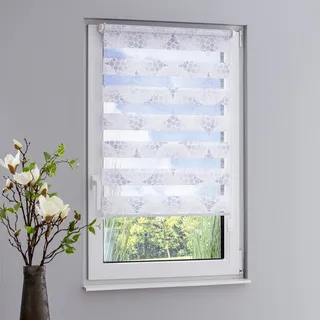 Doppelrollo GARESA "Kreise" Gr. 2, grau (weiß, grau, weiß, weiß), B:110cm H:150cm, Polyester, Rollos, Doppelrollo, dekorativ, bedruckt, Topseller