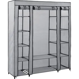 vidaXL Stoffschrank mit Fächern Kleiderstangen Grau 150x45x176cm - Grau