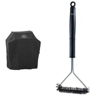 RÖSLE Abdeckhaube BBQ-Station VIDERO G3/G3-S, Hochwertige Schützhülle & Grillrost-Reinigungsbürste, Hochwertige Grillbürste für Grillroste aus Edelstahl, Chrom und Emaille, Stahlborsten, Länge 43 cm