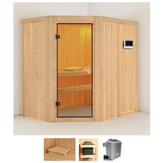 Bild Sauna »Clara«, (Set), 9 KW-Ofen mit externer Steuerung beige