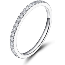 Zakk Eternity Ring Damen Ewigkeitsringe Vorsteckring Schmal Silber 925 Zirkonia Verlobungsringe Eheringe Trauringe Memoire Ring (Silber,54 (17.2))
