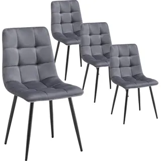 DEULINE Esszimmerstühle Essstühle Samtbezug Polsterstuhl Stühle Esszimmer Stuhl Milano 4er-Set GRAU 521252 - Grau