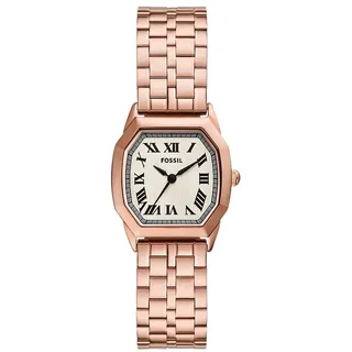 Fossil Harlow Damen-Uhr, Quarzwerk mit Edelstahl- oder Lederarmband Rose-Gold-Ton