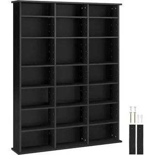 tectake Cd/Dvd Regal Stevie,105,5 x 19 x 136,5 cm,schwarz , Holz , 19x136.5x105.5 cm , Wohnzimmer, TV Möbel, CD-Regale