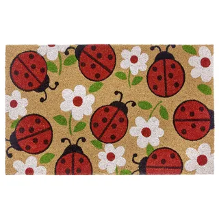 HANSE HOME Fußmatte für Innen 45x75cm – Fussmatte Outdoor Kokosmatte Schmutzfangmatte Marienkäfer Design Wetterfest,rutschfest Eingangsbereich & geschützter Außenbereich Natur