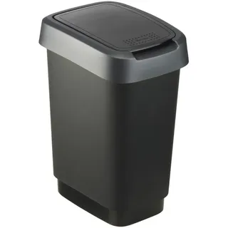 Rotho Abfalleimer , Schwarz, Dunkelgrau , Kunststoff , 10 l , 18.1x33x24.8 cm , Reach, DIN EN ISO 14001, DIN EN ISO 9001 , Haushalt & Reinigung, Reinigung, Mülleimer & Abfallsammler