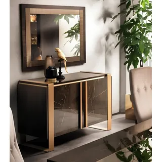 Möbel Stil Klassischer 2tlg Set Kommode mit Spiegel Luxus Italienische Möbel - Braun