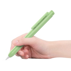 MoKo Hülle Kompatibel mit Apple Pencil 1. Generation, Retractable Ausziehbare Schutzhülle mit Apple Pencil Hülle, Stifthalter mit Stabilem Clip, rutschfeste Einfarbige Stifthülle, Grün