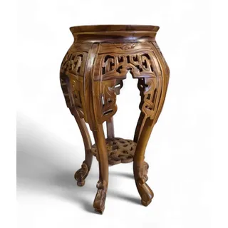 Holz Beistelltisch Blumenständer Mahagoni Telefon Tisch Kolonialstil Asien Antik