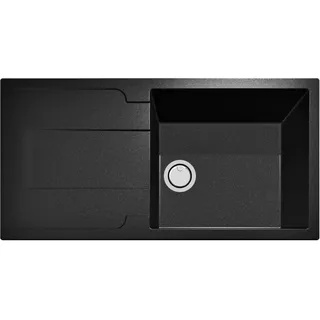 PLADOS EL9910 Einbau-Küchenspüle Quarz + Abtropfgestell 99cm - Schwarz Metal
