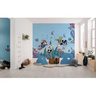 Disney Vlies Fototapete -Mickey & Minnie Coral Reef - Größe 300 x 250 cm - Kinderzimmer, Tapete, Kindertapete