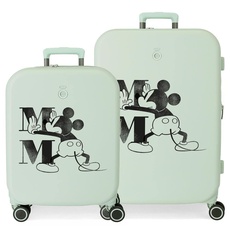 Disney Mickey Happiness Green Kofferset 55/70 cm Starres ABS Integrierter TSA-Verschluss 116L 7,54 kg 4 Doppelrollen Handgepäck