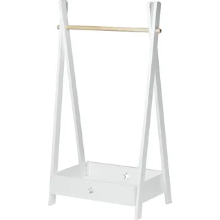 [en.casa] Kinder-Garderobe Laxe 126x73x43 cm Weiß/Natur