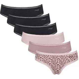 Slip SLOGGI "Slip GO Crush Hipster C6P 6er Pack", Damen, Gr. XL, bunt (schwarz, rosa), Obermaterial: 95% Baumwolle CO. 5% Elasthan EL., Unterhosen Slip