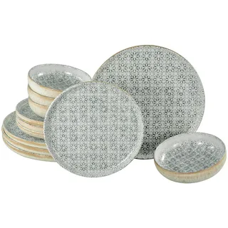 CreaTable Tafelservice 12-tlg. Creme/Grau Shabby Look