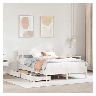 vidaXL Massivholzbett ohne Matratze Weiß 160x200 Kiefernholz - Weiß